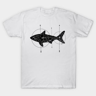 Floral Shark in Black and white T-Shirt